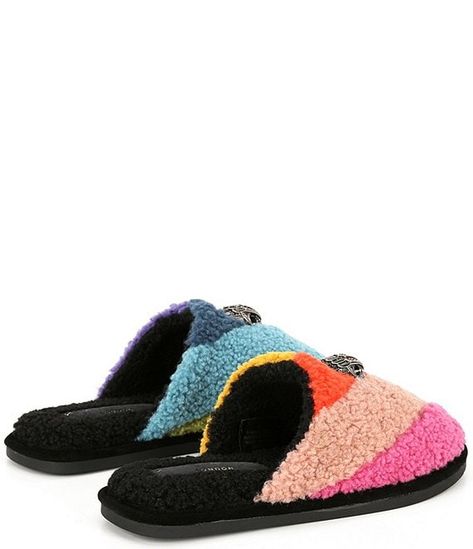 Kurt Geiger London Kensington Faux Shearling Rainbow Slippers | Dillard's Rainbow Slippers, Shoes Game, Sneaker Ball, Cute Online Clothing Stores, Bag Tutorials, London Kensington, Helix Piercings, Trendy Shoes Sneakers, Crochet Bag Tutorials