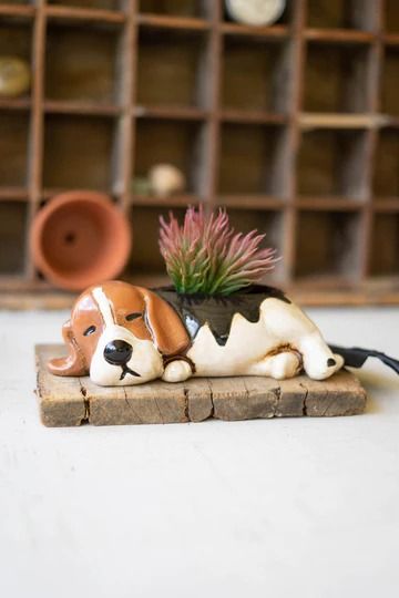 Kalalou Planters, Troughs & Cachepots – Page 3 – Modish Store Dog Ceramic Ideas, Clay Modelling Ideas For Competition, Clay Modelling Ideas, Gift Rap, Dog Clay, Clay Dogs, Dog Craft, Andy Panda, Beagle Gifts