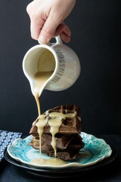 Chocolate Waffles with Whiskey Butter Sauce is the ultimate brunch waffle. The whiskey butter sauce will make you swoon. Whiskey Butter, Best Brunch Dishes, Brunch Waffles, Whiskey Chocolate, Sweet Sauces, Buttermilk Waffles, Chocolate Waffles, Breakfast Sweets, Kindergarten Fun