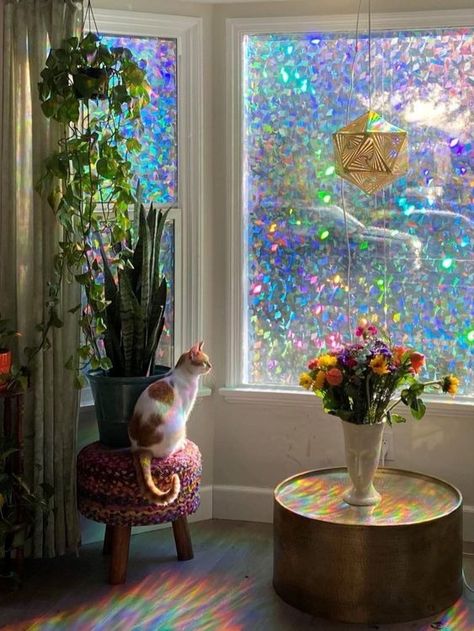 Rainbow Window Film, Glass Window Decals, Window Privacy Film, 3d Rainbow, Rainbow Window, Home Office Kitchen, Deco Studio, Window Privacy, Privacy Film