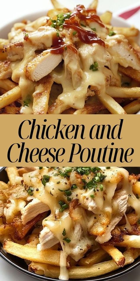 Indulge in this comforting Chicken and Cheese Poutine! 🍟🧀 A twist on the classic, this dish features crispy fries topped with juicy chicken, melty cheese curds, and a rich gravy. Perfect for game day, parties, or when you're craving something indulgent. This savory Canadian-inspired favorite is sure to be a hit! 👉 Save this recipe and enjoy the ultimate comfort food! #PoutineRecipe #ChickenPoutine #ComfortFood #CanadianFood #CheeseLovers #GameDaySnacks #EasyDinnerIdeas #PartyFood Chicken Poutine Recipe, Chicken Poutine, Cheese Curds Recipe, Poutine Recipe, Canadian Dishes, Crispy Fries, Chicken And Cheese, French Fries Recipe, Shredded Chicken Recipes