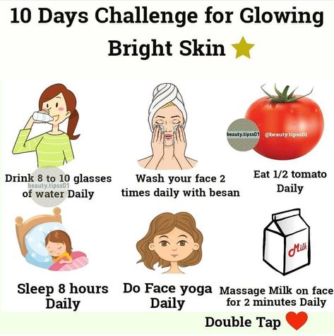 10 Days challenge for glowing bright skin cc: https://www.instagram.com/beauty.tipss01/ Glow Up Challenge, 10 Day Challenge, Irvine California, Grimoire Book, Day Glow, Body Healing, Face Yoga, Daily Skin Care, Bright Skin