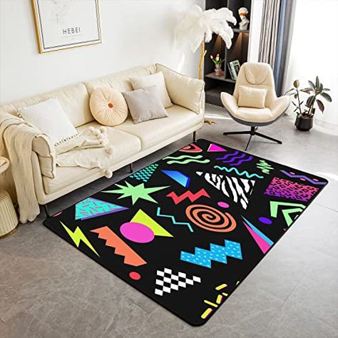 Old Fashioned Living Room, 80’s Bedroom, Funky Carpet, Carpet Cleaner Solution, Retro Rug, Colorful Pop Art, Retro Rugs, Vacuum Packaging, 80s And 90s Fashion