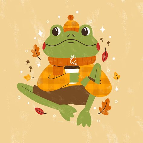 Illustration Birthday, Frog Illustration, Frog Drawing, Animal Illustration Art, Autumn Illustration, Wacom Cintiq, Funny Frogs, Frog Art, Arte Inspo