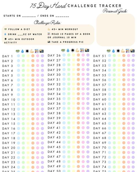 #75_Hard_Challenge_Tracker_Free_Printable #75_Day_Hard_Challenge #75_Hard_Challenge_Tracker #75_Hard_Challenge 75 Hard Challenge Tracker Free Printable, 75 Hard Challenge Tracker, 75 Hard Challenge, 75 Hard, Tracker Free, Challenge Tracker, Bullet Journal Mood Tracker Ideas, Bullet Journal Mood, Work Planner