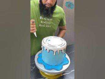 Cartoon Cake How To, Cartoon Cake Without Fondant, Fondant Drip Cake, How To Make A Comic Cake, Buttercream Cartoon Cake, Comic Cartoon Cake Ideas, How To Make Cartoon Cake, Video Cake Decorating, Cute Cake Drawing Easy