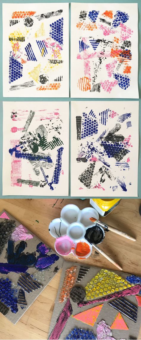 Collage Creative, Printmaking Projects, Montessori Art, Elementary Art Projects, Creative Craft, Kindergarten Art, Toddler Art, Camping Art, Craft Box