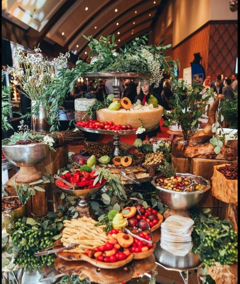 Wedding Crudite Display, Elegant Grazing Table Ideas, Wedding Appetizer Display, Charcuterie Table Ideas Wedding, Tiered Grazing Table, Banquet Buffet Display, Tiered Charcuterie Display, Charcuterie Wedding Display, Grazing Table Ideas Wedding Reception