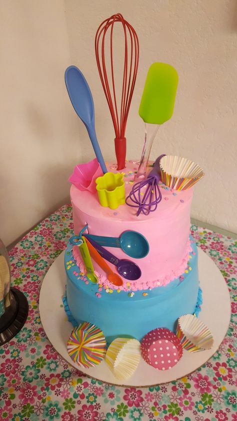 Baking Themed Birthday Party Cake, Baking Bday Party Ideas, Baking Party Cake Ideas, Baking Themed Birthday Cake, Baking Themed Cake, Baking Birthday Party Ideas, Nailed It Party, Chef Birthday Party, Baking Birthday Party