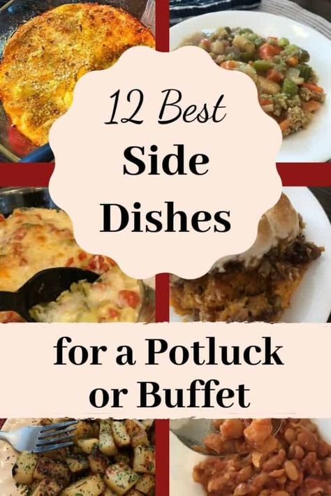 If you're looking for some side dish ideas for a buffet dinner or potluck, check these out. You'll probably want to bring more than one! #potlucksidedishes #sidedishideas #potluckrecipes #buffetideas Dishes For A Potluck, Thanksgiving Potluck Dishes, Dinner Party Buffet, Best Potluck Dishes, Church Potluck Recipes, Baked Beans Crock Pot, Sweet Potato Pecan, Potluck Side Dishes, Easy Zucchini Recipes