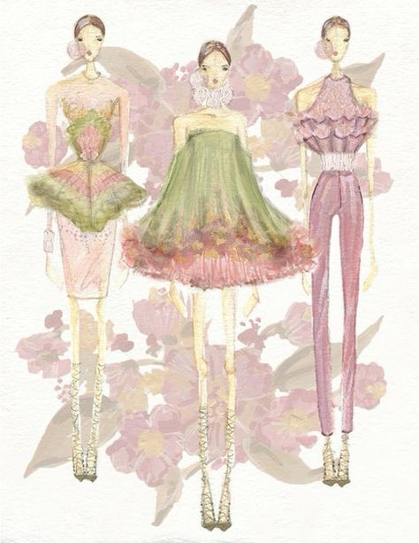 Fairy Fashion Sketch, Fit Portfolio, Process Presentation, Sketching Fashion, Fashion Illustration Portfolio, Spring Heels, Fairy Outfit, Fashion Illustrations Techniques, Fashion Drawing Sketches