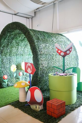 entrance | jowong19 | Flickr Super Mario Entrance, Diy Mario Castle Cardboard, Mario Themed Halloween Party, Super Mario Party Entrance, Outdoor Super Mario Birthday Party, Super Mario Backyard Party, Mario Party Entrance, Super Mario Outdoor Decor, Mario Kart Starting Line