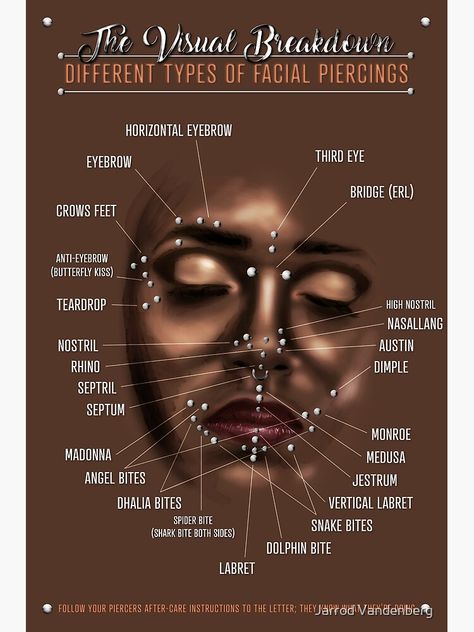 Facial Piercing Infographic Chart Poster Piercing No Rosto, Piercings Corps, Piercing Facial, Facial Piercing, Types Of Facials, Ear Piercings Chart, Piercing Chart, Types Of Ear Piercings, Cool Ear Piercings