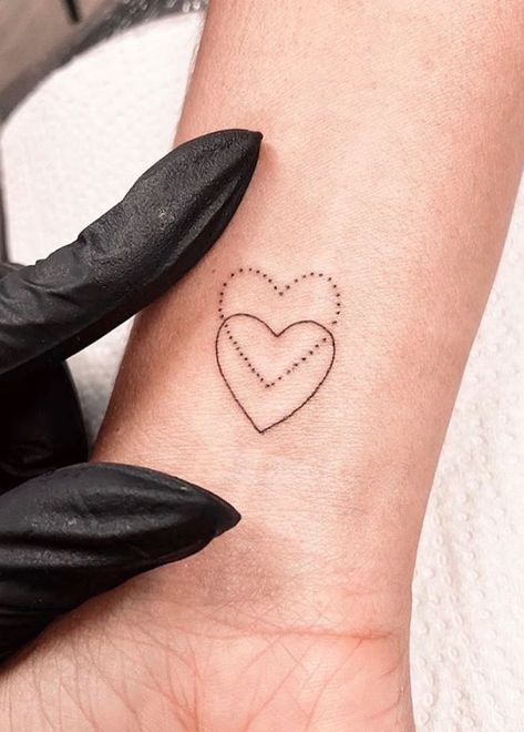 Tiny Hearts Tattoo 3heart Tattoo, Heart In A Heart Tattoo, Heart Within A Heart Tattoo, Interlinking Heart Tattoo, Stacked Hearts Tattoo, Dotted Heart Tattoo, Heart Inside Heart Tattoo, Heart In Heart Tattoo, Overlapping Heart Tattoo