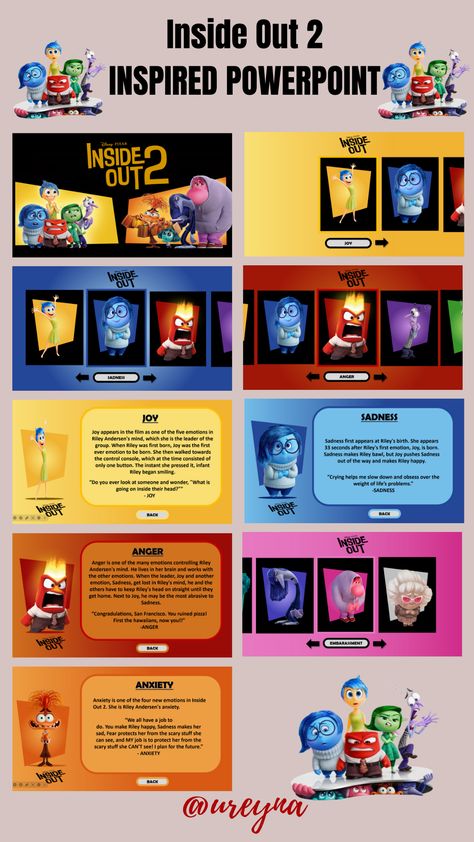 Inside Out 2 Themed Powerpoint Template - Hyperlink | Free Download #insideout2 Inside Out Presentation, Research Powerpoint Presentation, Canva People Elements Keyword, Ppt Slide Ideas, Powerpoint Slide Designs Templates, Math Powerpoint Templates, Ppt Ideas Slide Design, Template Powerpoint Free Download, Canva Ppt Template