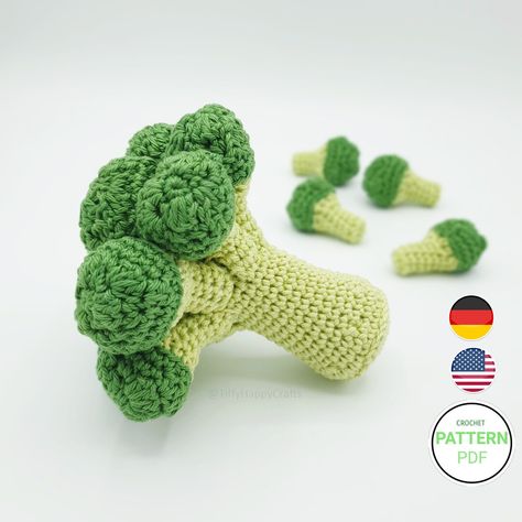 Crochet Broccoli, Vegetable Crochet, Crochet Play Food, Food Pattern, Food Patterns, Hooked Wool, Cotton Crafts, Crochet Lessons, Play Food