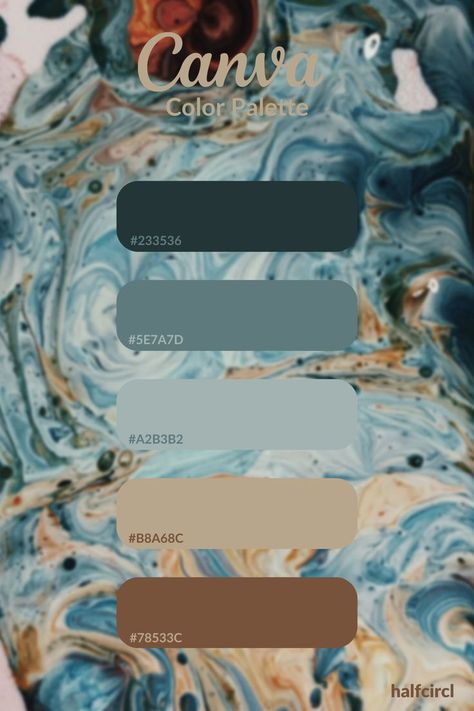 Canva Color Scheme, Color Palette Brown And Blue, Blue Color Palette Canva, Browns And Blues Palette, Abstract Painting Color Palette, Blue Brown Beige Color Palette, Color Palette For Canva, Brown And Blue Palette, Canva Color Palette Codes Blue