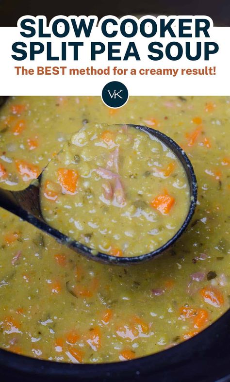 Ww Split Pea And Ham Soup, Pea Soup Crockpot, Split Pea Soup Slow Cooker, Ham Bone Recipes, Green Split Pea Soup, Slow Cooker Split Pea Soup, Split Pea Soup Crockpot, Vegetarian Party, Pea Soup Recipe