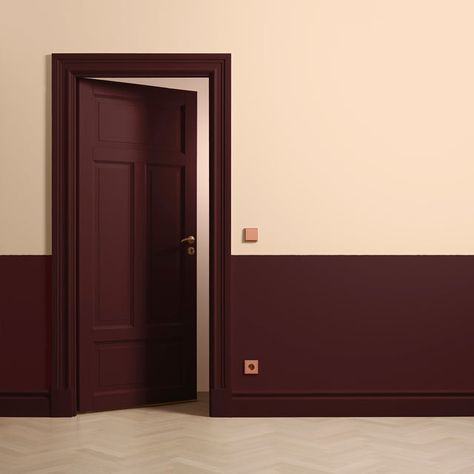 Wall paint & Interior wood paint | Toniton – Toniton EU Paint For Interior Walls, Half Painted Walls, Burgundy Walls, Painted Wainscoting, Interior Wall Colors, Hallway Colours, Decorating Walls, Hallway Designs, Painted Walls