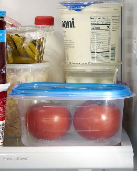 The Best Way to Store Tomatoes | The Kitchn Store Tomatoes In The Fridge, Tomato Storage Ideas, Best Way To Store Tomatoes, How To Can Frozen Tomatoes, How To Keep Tomatoes Fresh Longer, How To Store Tomatoes In The Fridge, Storing Tomatoes, Tomato Storage, How To Store Grapes