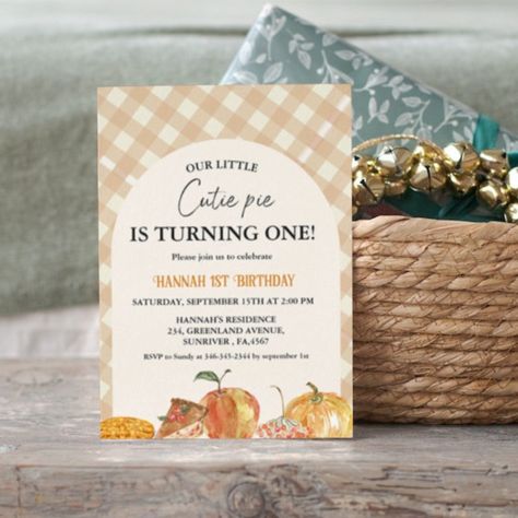 Little Cutie Pie Thanksgiving White 1st Birthday Invitation - tap/click to get yours right now! #Invitation #first #birthday, #cutie #pie #fall, Thanksgiving First Birthday Girl, Thanksgiving First Birthday, Pie Birthday, Pie Thanksgiving, 1st Birthday Invitation, First Birthday Themes, Elegant Birthday, Turning One, Fall Birthday