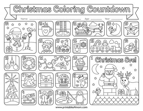 Advent Calendar Coloring Page, Christmas Countdown Coloring Pages, Coloring Advent Calendar, Advent Coloring Pages Free Printable, Christmas Colouring Pages For Kids, Kids Advent Calendar Ideas, Advent Coloring Pages, Christmas Countdown Ideas, Free Printable Advent Calendar