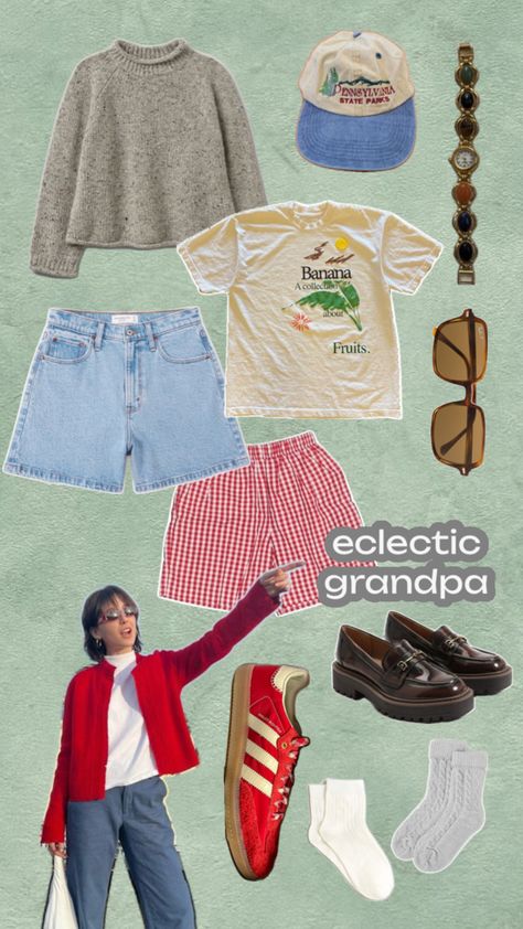 Elevate your fashion game with our eclectic grandpa-inspired outfit collage! 🧔✨ Unleash your creativity and find unique outfit inspiration, blending the charm of adidas shoes with the quirky spirit of eclectic grandpa style. Embrace the unexpected and redefine fashion on your terms. 👟👖 #OutfitInspiration #AdidasShoes #EclecticGrandpaStyle Grandpa Fashion, Grandpa Outfit, Eclectic Outfits, Grandpa Style, Collage Inspiration, Unique Outfit, Outfit Collage, Mode Inspo, The Unexpected