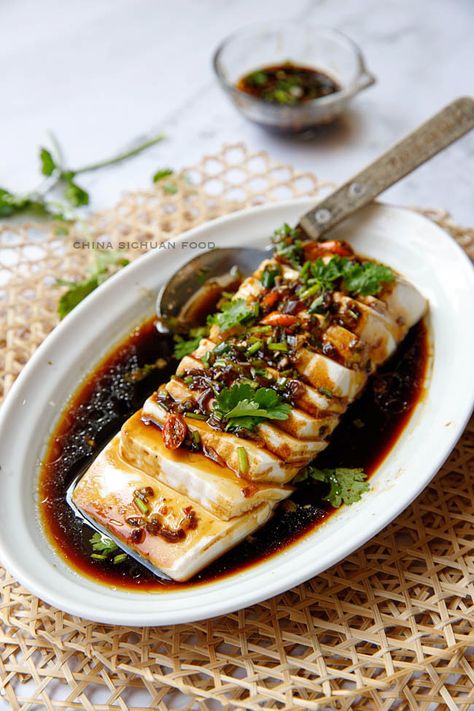 Steamed Tofu | China Sichuan Food Japanese Tofu Recipes, Chinese Ingredients, Silken Tofu Recipes, Recipes With Soy Sauce, Sichuan Food, Garlic Dressing, Tofu Salad, Steamed Tofu, Tofu Dishes