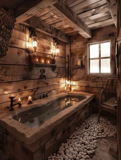 Bathroom Remodel Rustic, Log Bathroom, Dream Bathrooms Rustic, Log Home Bathrooms, House Manifestation, Country Bathrooms, Custom Bathrooms, Cordwood Homes, Small Bathroom Diy