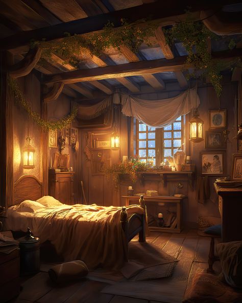 #interior #medieval #fantasy #bedroom #tavern #inn Dnd House Interior, Medieval Houses Interior, Fantasy House Aesthetic, Fantasy Medieval Bedroom, Midevil Bedrooms, Medieval Aesthetic Bedroom, Fantasy Cabin Interior, Fantasy House Inside, Medieval Aesthetic Interior