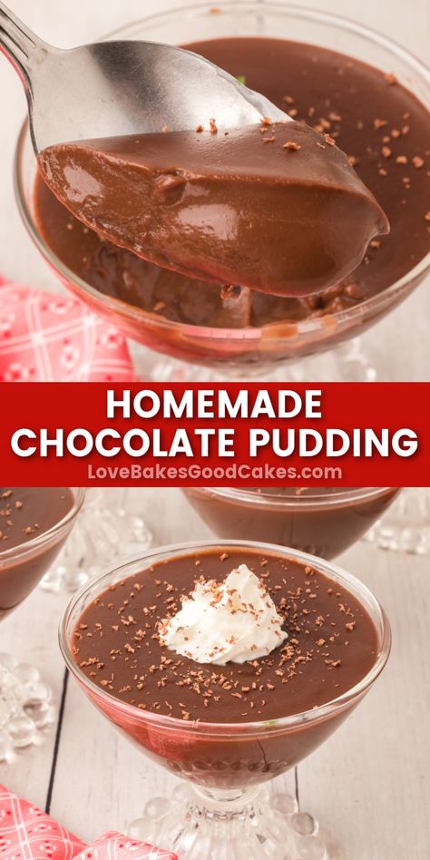 Homemade Chocolate Pudding pin collage Homemade Chocolate Pudding Recipe, Chocolate Chip Cheesecake Bars, Chocolate Pudding Recipe, Mouthwatering Desserts, Gluten Free Chocolate Recipes, Homemade Chocolate Pudding, Chocolate Pudding Recipes, Best Chocolate Desserts, Homemade Pudding