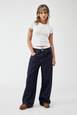 90s-inspired ultra-baggy jeans by BDG. In a dark rinse denim with a relaxed fit and exaggerated detailing. Cut to a low waist, belt loops, button and zip closure and a signature five-pocket silhouette. Only at UO. **About Better Cotton** \- By choosing our cotton products, you’re supporting our investment in Better Cotton’s mission \- This product is sourced via a system of mass balance and therefore may not contain Better Cotton \- Bettercotton. org/massbalance **Content + Care** \- 100% Cotton Low Waist Belt, Low Rise Baggy Jeans, Jeans Dark Wash, Dark Blue Jeans, Baggy Pant, 90s Inspired, Baggy Jeans, Low Waist, Girls Jeans