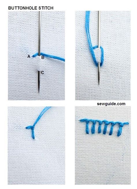 buttonhole stitch Easy Stiching Ideas For Beginners, Sewing Stitches By Hand, Sew By Hand, Buttonhole Stitch, Hand Stitching Techniques, Embroidery Stitches Beginner, Hand Stitches, Hand Sewing Projects, Crochet Cable