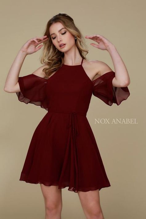 Homecoming Short Cocktail Party Chiffon Dress | DressOutlet - The Dress Outlet Vestidos Color Vino, Short Chiffon Dress, Chiffon Dress Short, Cute Dresses For Party, Short Party Dress, Prom Designs, Designer Prom Dresses, Western Dresses, One Piece Dress