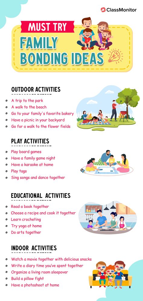 We know that connecting & building bonds with kids is every parent's prority but some times, you can run out of ideas to try. You need not worry, we got you with these practical activities! #familybonding #kidsgrowingup #musttry Family Bonding Ideas, Kids Psychology, Uppfostra Barn, Family Night Activities, Daughter Activities, Free Family Activities, Family Bonding Activities, Child Education, Nature Projects