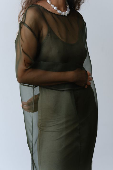 The Organza Dress is crafted from 100% silk and features, piping details throughout, side slits at the bottom, and a boxy fit. Please note this is a sheer style as intended. We love to layer it with The Jersey Slip Dress for coverage. Made in Los Angeles Silk Overlay Dress, Sheer Dress Outfit, Neutral Wedding Theme, Organza Outfit, Colombia Wedding, Sheer Overlay Dress, Dress Layering, Changing Clothes, Slip Dress Outfit