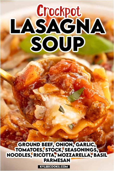 Lasagna Beef, Noodles And Cheese, Slow Cooker Lasagna Soup, Lasagna Soup Crockpot, Easy Lasagna Soup, Best Ground Beef Recipes, Soup Crockpot, Homemade Soups, Crockpot Soup