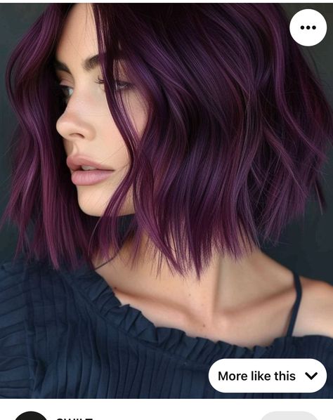 Rockstar Hair, Melena Bob, Long Angled Bob, Dark Purple Hair, Purple Highlights, Coloured Hair, Angled Bob, Pin Up Hair, Hair Colours