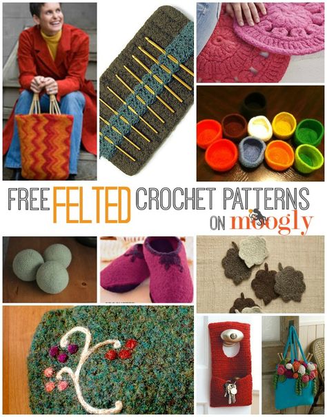 10 Free Felted #Crochet Patterns: special collection from Mooglyblog.com - Love the Rose Garden Tote! Felted Crochet Patterns, Fingerless Gloves Crochet Pattern, Felted Crochet, Crochet Bookmark Pattern, Felt Pattern, Crochet Bookmarks, Felt Patterns, Crochet For Home, Crochet Round