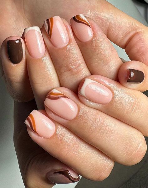 november nails, november nail art, fall nails, fall nails 2022, autumn nails Autumn French Tip Nails, Autumn French Nails, Nailart French, November Nails Colors, November Nails Fall, November Nail Designs, Fall Thanksgiving Nails, Brown Autumn, November Nails