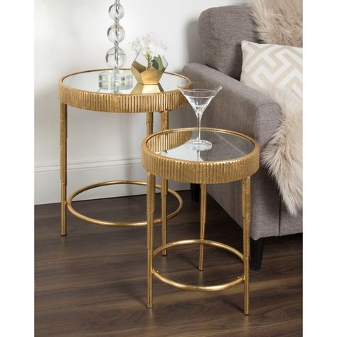 You'll love the Marley Round 2-Piece Modern Accent Nesting Tables at Wayfair - Great Deals on all Furniture products with Free Shipping on most stuff, even the big stuff. Metal Tables, Novelty Floor Lamp, Sitting Rooms, Glass End Tables, Classic Interiors, Inexpensive Furniture, Modern End Tables, End Table Sets, Curved Sofa