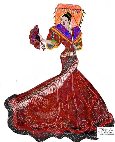 Zamboanga City Festival Costume inspired Kadayawan Festival Costume, Sinulog Festival Costume Sketch, Festival Costume Drawing, Sinulog Festival Costume Drawing, Panagbenga Festival, Kadayawan Festival, Costume Drawing, Zamboanga City, City Festival