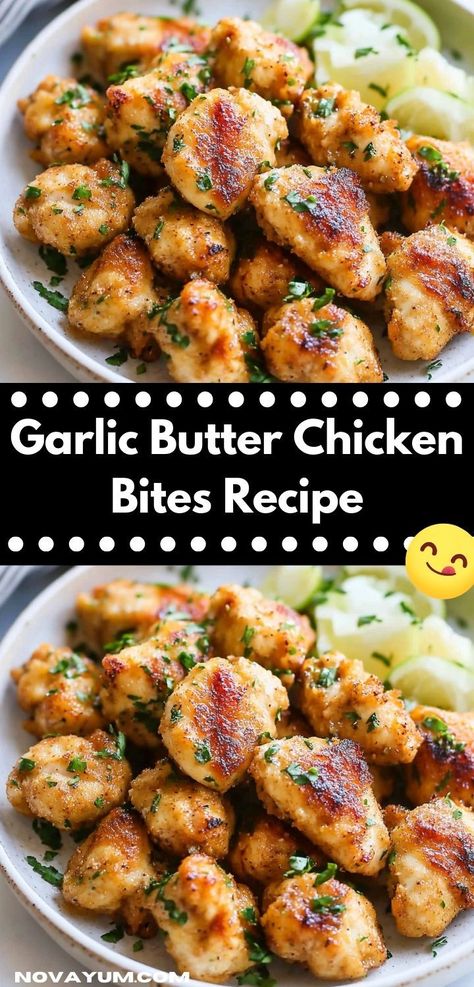 Craving a quick, flavorful dish? These Garlic Butter Chicken Bites are the perfect solution. With minimal prep time, this easy dinner recipe is sure to please the whole family any night of the week. Chicken Bites Recipe, Garlic Butter Chicken Bites, Butter Chicken Bites, Chicken Bites Recipes, Chicken With Italian Seasoning, Hearty Chicken, Garlic Butter Chicken, Chicken Bites, Yummy Chicken Recipes