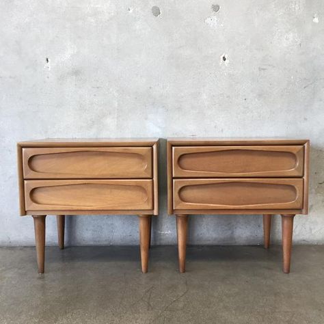 Pair of Mid Century Modern Walnut Nightstands by American of Martinsville Mid Century Nightstand Lamp, Mid Century Side Tables, Mid Century Modern Bedroom Nightstands, Midcentury Side Table, Mid Century Nightstands, Mid Century Nightstand Decor, Mid Century Modern Side Tables, Mid Century Modern Nightstands, Mid Century Modern Bedside Tables