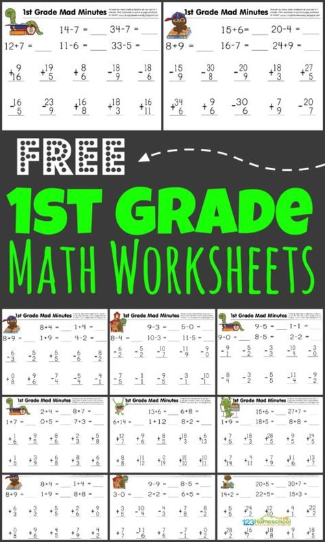 Help your first grader get the math practice they need to achieve fluency with addition and subtraction by using these super cute, free printable 1st grade math worksheets. Simply download pdf file and print the 1st grade math worksheets. You will be ready to practice math with grade 1 students any time! Plus instructions for how to turn free math worksheets into a fun math game - MAD MINUTES! 1st Grade Math Practice Sheets, Free First Grade Math Printables, Math Sheets For 1st Grade Free Printable, Math Facts 1st Grade, First Grade Math Worksheets Free, Homeschooling 1st Grade, Add And Subtract Within 20, Math Fact Practice, Math Practice Worksheets