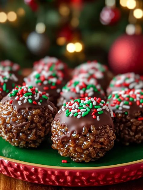 Christmas Chocolate Rice Krispie Balls – Fun, Festive, and Delicious! Christmas Cookies Rice Krispies, Homemade Rice Krispies Treats Christmas, Christmas Rice Crispy Balls, Chocolate Rice Krispies Balls, Christmas Rice Krispie Balls, Rice Crispies Christmas, Rice Crispy Balls Christmas, Christmas Chocolate Rice Crispy Balls, Christmas Brigadeiros