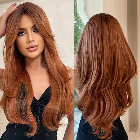 Auburn Wigs, Hair Growth Tablets, Red Balayage Hair, Baylage Hair, Balayage Hair Caramel, Hair Growth Women, Layered Wig, Straight Hair Wig, Hair Color Orange