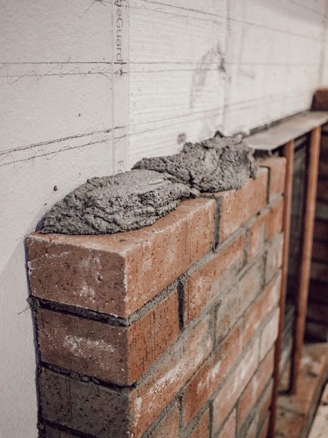 How To Build Brick Fireplace, Repair Brick Fireplace, Wood Stove Installation Fireplace, How To Brick A Fireplace, Install Wood Burning Fireplace, How To Add Brick To A Fireplace, How To Build A Brick Fireplace, Diy Brick Hearth Pad, Diy Brick Fireplace How To Build