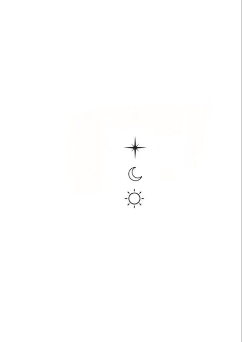 Space Tattoo Designs Simple, Sun Moon Star Minimal Tattoo, Simple Sun Moon And Stars Tattoo, Small Sun Moon And Stars Tattoo, Sun And Moon Fine Line Tattoo, Star Moon And Sun Tattoo, Moon Star Sun Tattoo, Tiny Moon Tattoo, Sun Moon Stars Tattoo