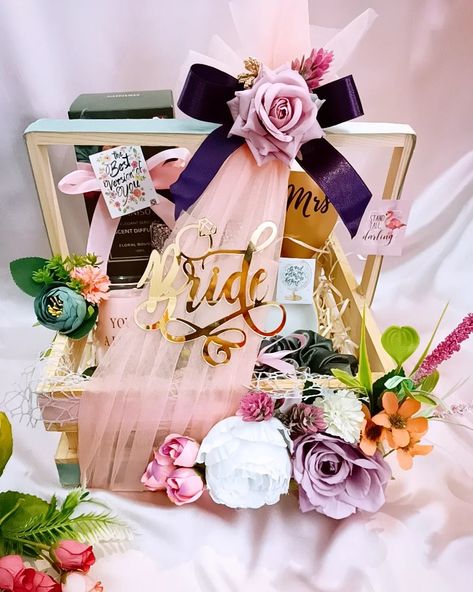 Head to Teal Lush to get your own customised hamper! Bridal Hamper, Wedding Hampers, Wedding Gift Hampers, Bridal Gift Wrapping Ideas, Wedding Gifts Packaging, Wedding Gifts For Bride, Bridal Gift, Wrapping Ideas, Gift Hampers